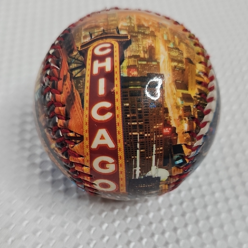 Chicago Landmarks Cityscape Baseball Art Piece